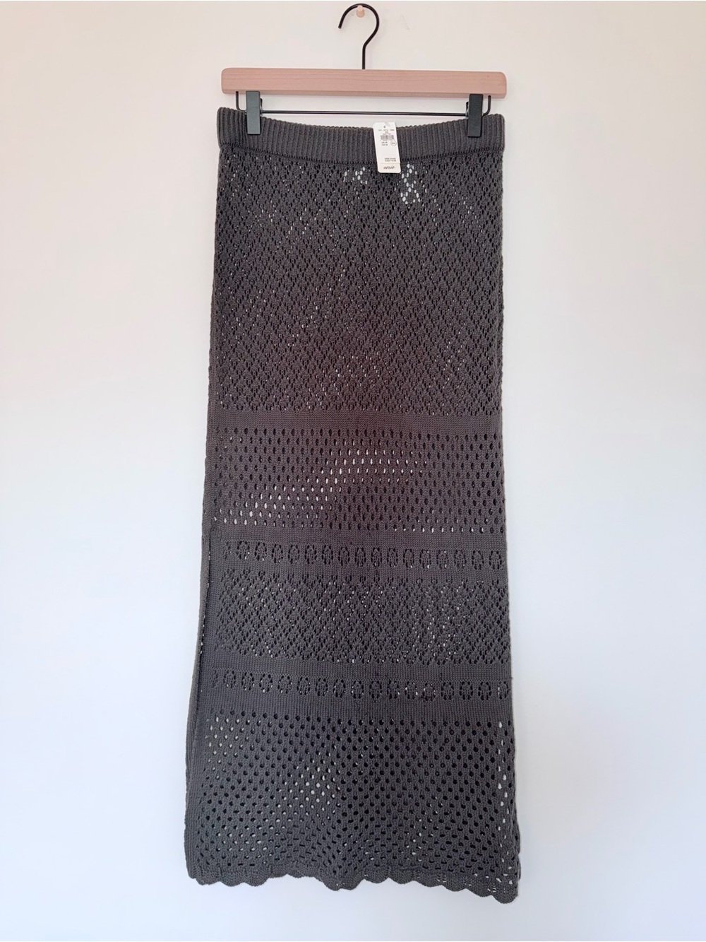 aerie American Eagle Outfitters Charcoal Gray Crochet Knit Maxi Skirt Swim Cover